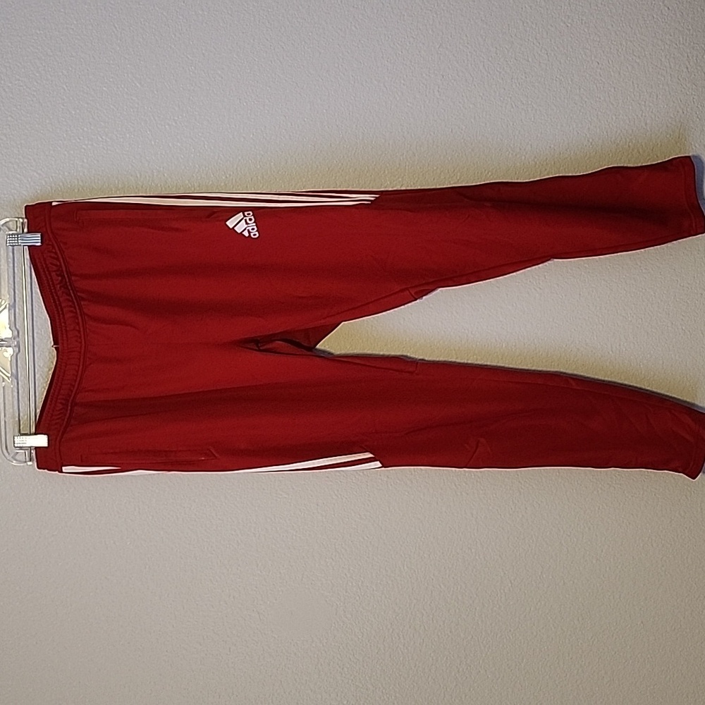 Adidas Tapered Zipper Leg Sweatpants Men's Size XL Red with White Stripes